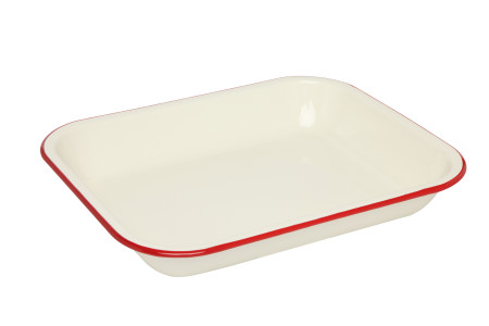 Enamel Baking Dish with red rim 34cm Fackelmann Housewares